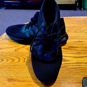 Adidas black on black athletic shoes size13